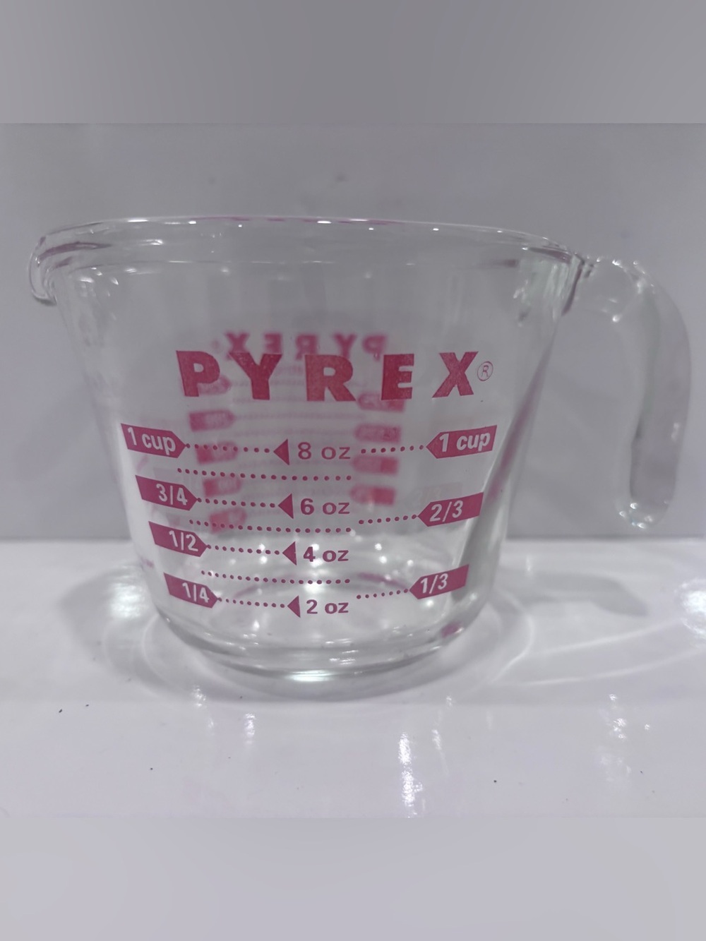 Pyrex 1 Cup 250mL Glass Measuring Cup Red Lettering Made in USA